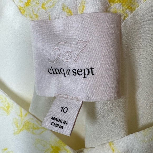 CINQ à Sept Silk Pale Yellow Floral Ruffle Georgia Dress Size 10 - Picture 6 of 8